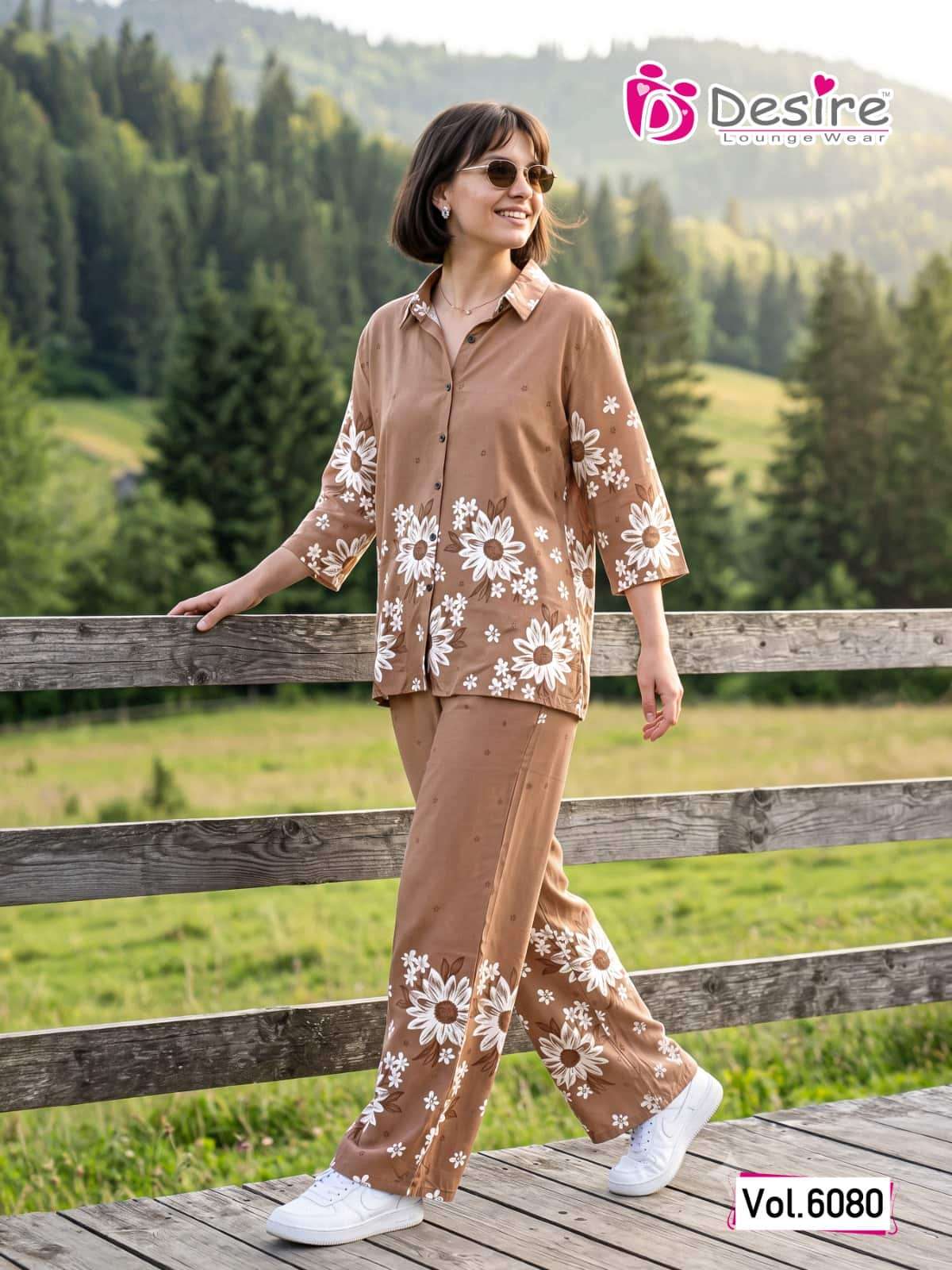 Desire Vol 6080 Rayon Shirt Style Co-Ord Set Wholesale - Amrah Wholesale