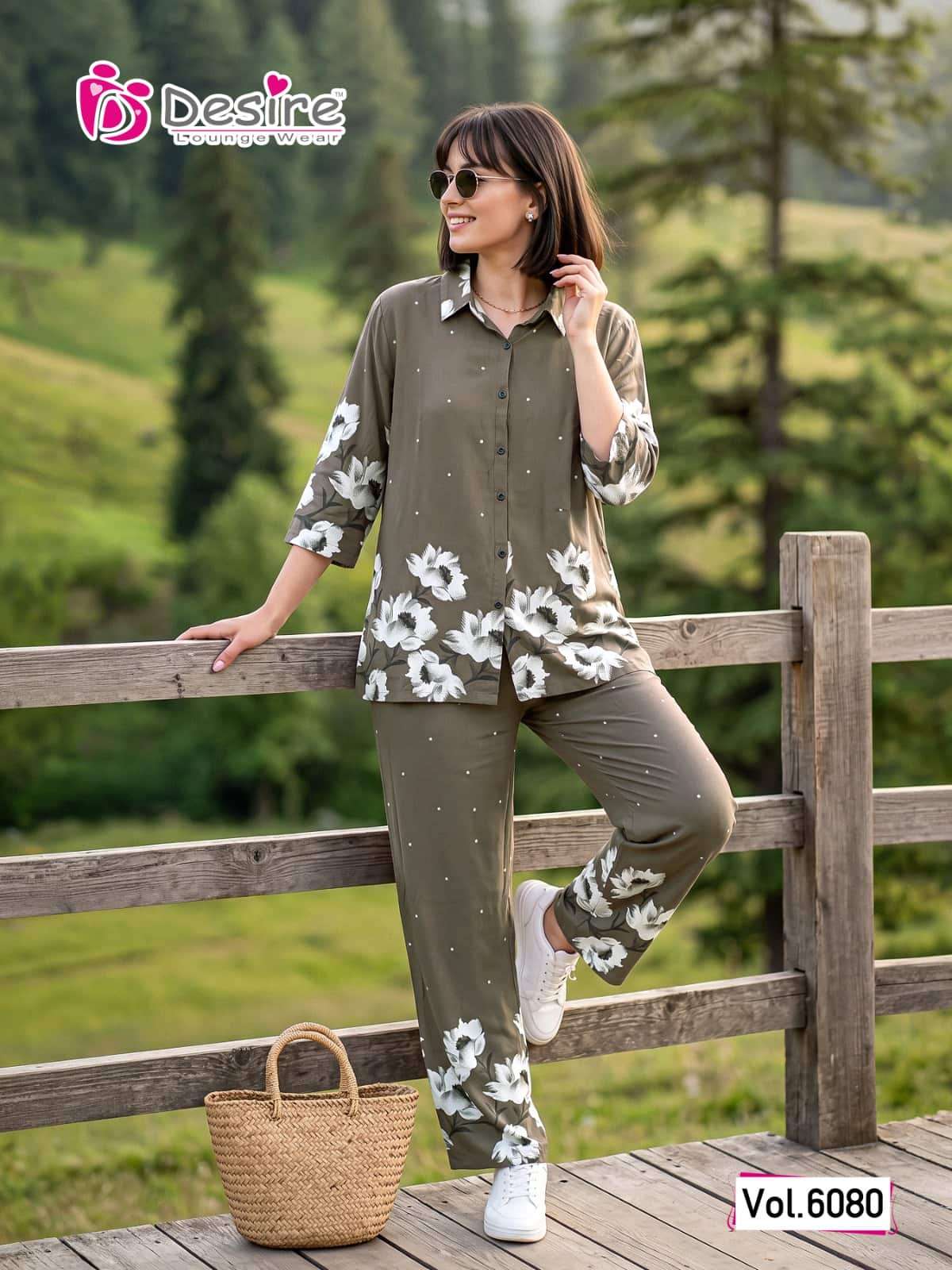 Desire Vol 6080 Rayon Shirt Style Co-Ord Set Wholesale - Amrah Wholesale