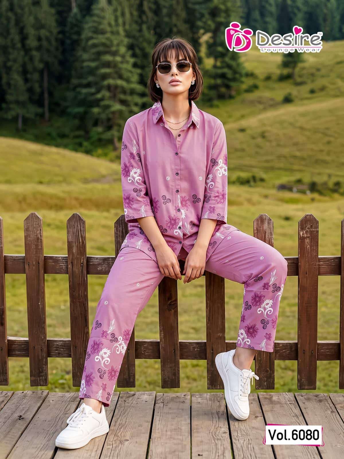 Desire Vol 6080 Rayon Shirt Style Co-Ord Set Wholesale - Amrah Wholesale