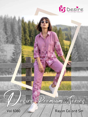 Desire Vol 6080 Rayon Shirt Style Co-Ord Set Wholesale - Amrah Wholesale