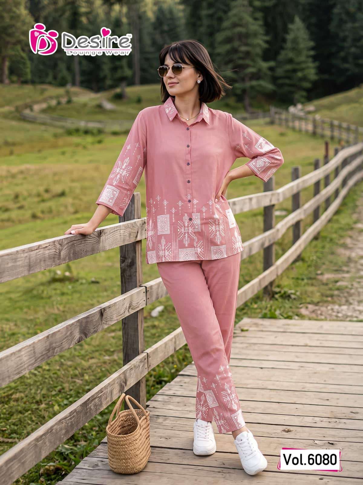 Desire Vol 6080 Rayon Shirt Style Co-Ord Set Wholesale - Amrah Wholesale