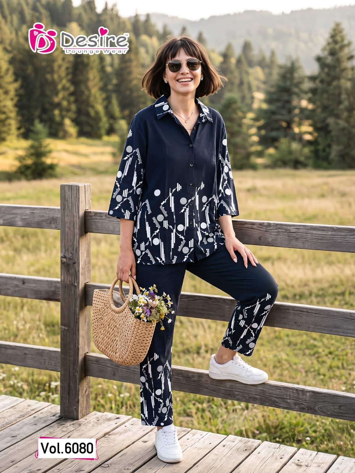 Desire Vol 6080 Rayon Shirt Style Co-Ord Set Wholesale - Amrah Wholesale