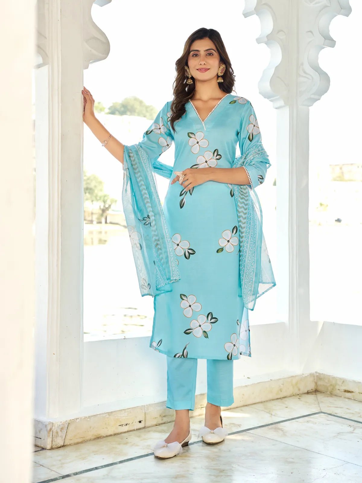 Dhruvi 432 Cotton Printed Kurti Pant Dupatta Set - Amrah Wholesale