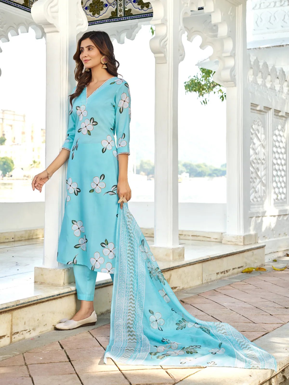 Dhruvi 432 Cotton Printed Kurti Pant Dupatta Set - Amrah Wholesale