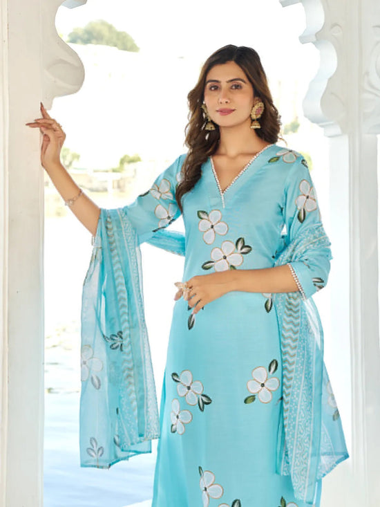 Dhruvi 432 Cotton Printed Kurti Pant Dupatta Set - Amrah Wholesale