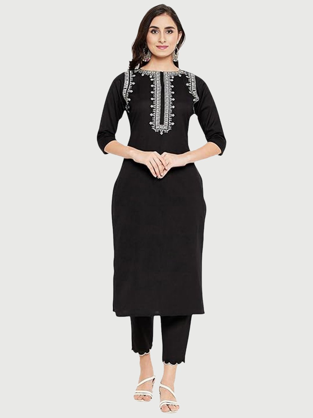 Dhruvi 453 Cotton Embroidered Kurti Pant Set - Amrah Wholesale