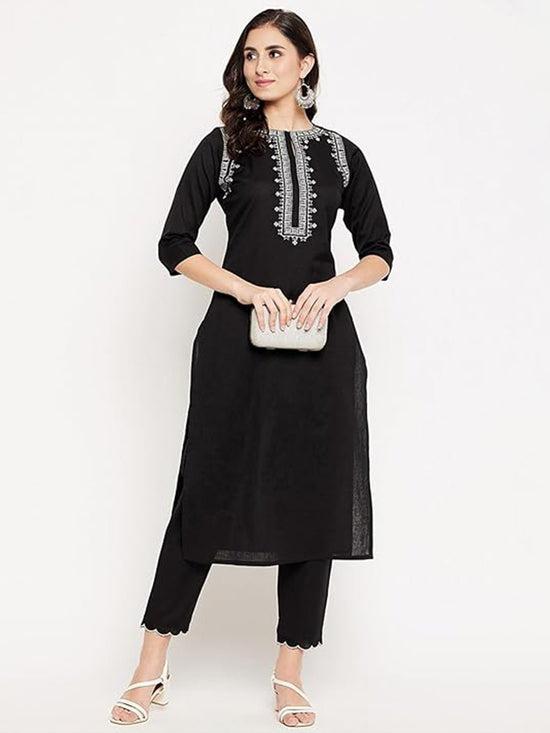 Dhruvi 453 Cotton Embroidered Kurti Pant Set - Amrah Wholesale