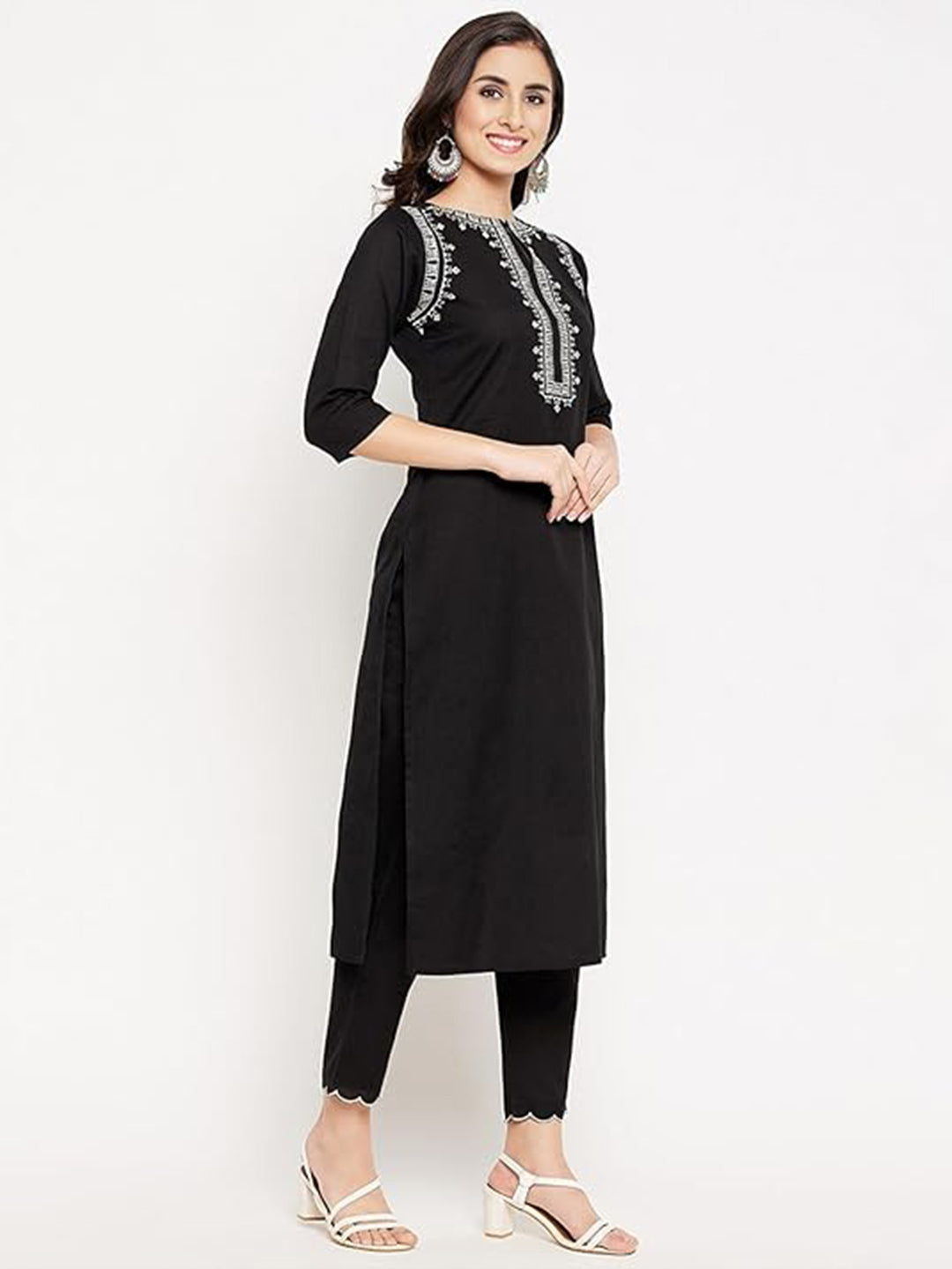 Dhruvi 453 Cotton Embroidered Kurti Pant Set