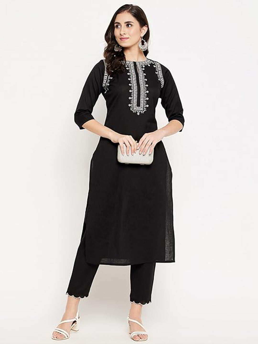 Dhruvi 453 Cotton Embroidered Kurti Pant Set