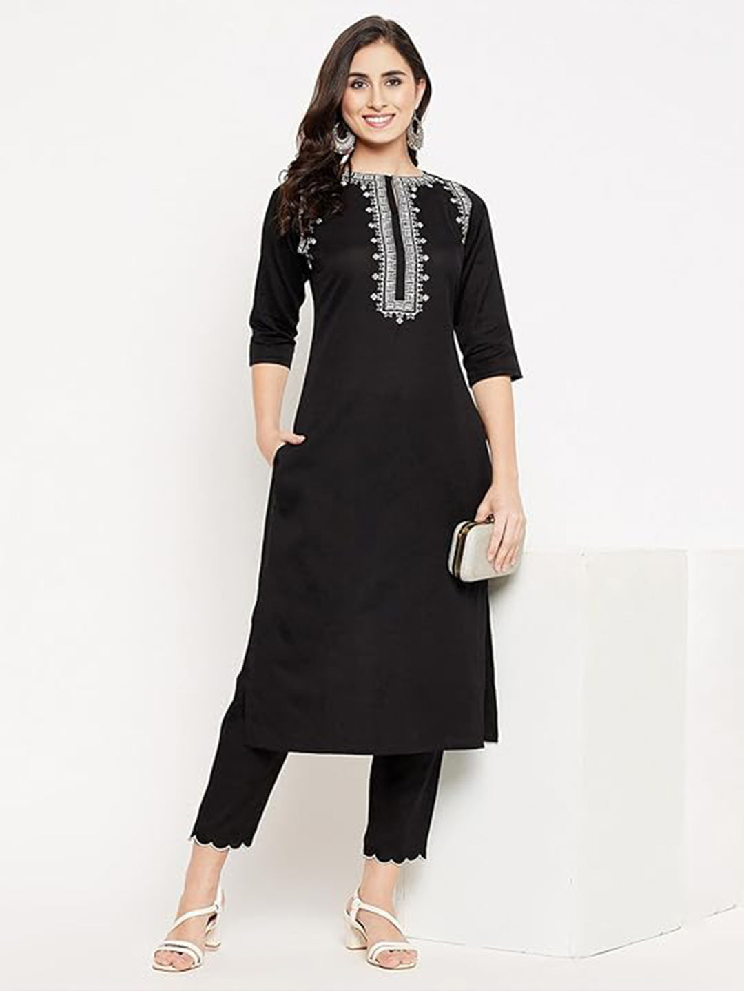 Dhruvi 453 Cotton Embroidered Kurti Pant Set