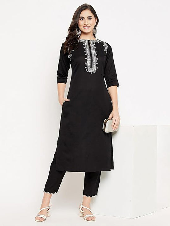 Dhruvi 453 Cotton Embroidered Kurti Pant Set