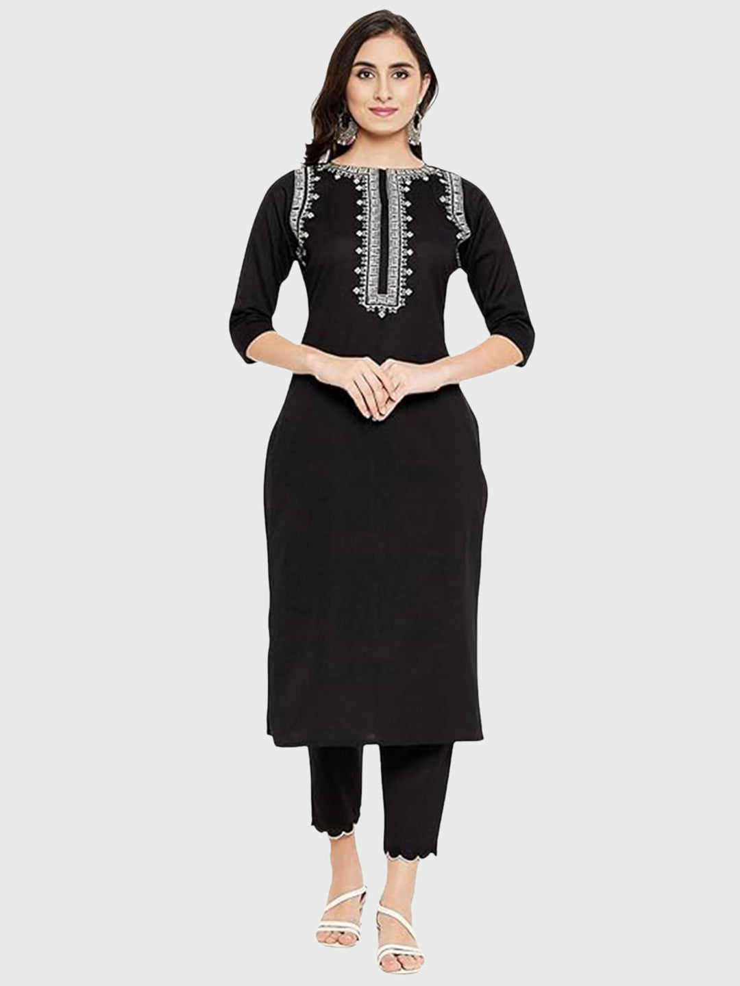 Dhruvi 453 Cotton Embroidered Kurti Pant Set