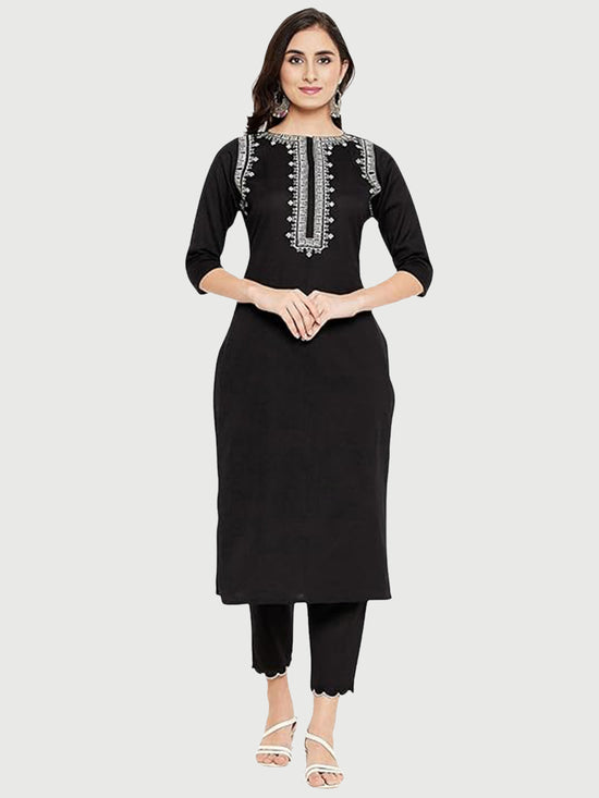 Dhruvi 453 Cotton Embroidered Kurti Pant Set