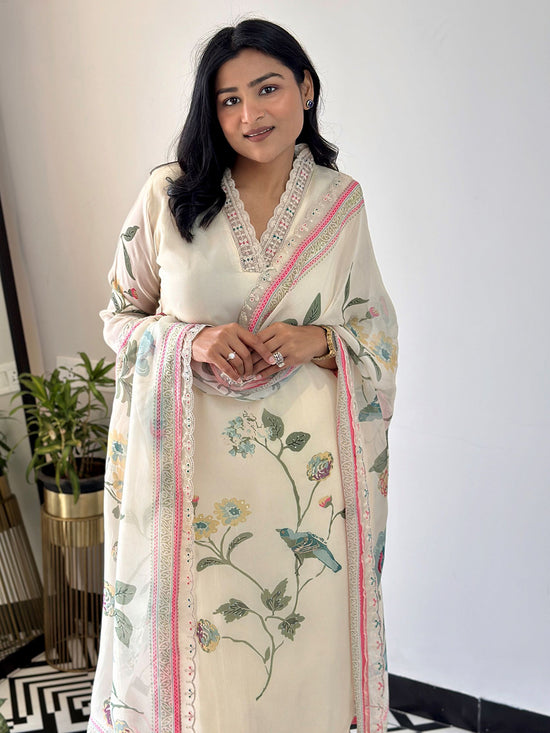 Dhruvi 460 Organza Printed Kurti Pant Dupatta Set