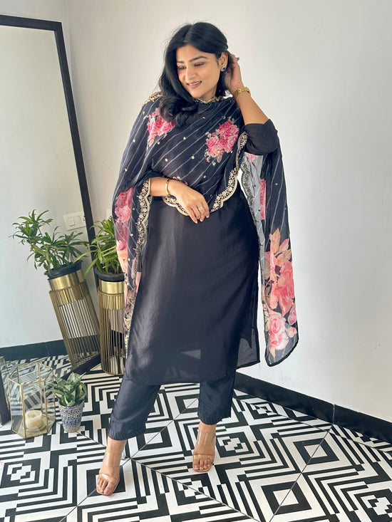 Dhruvi 461 Viscose Embroidered Kurti Pant Dupatta Set