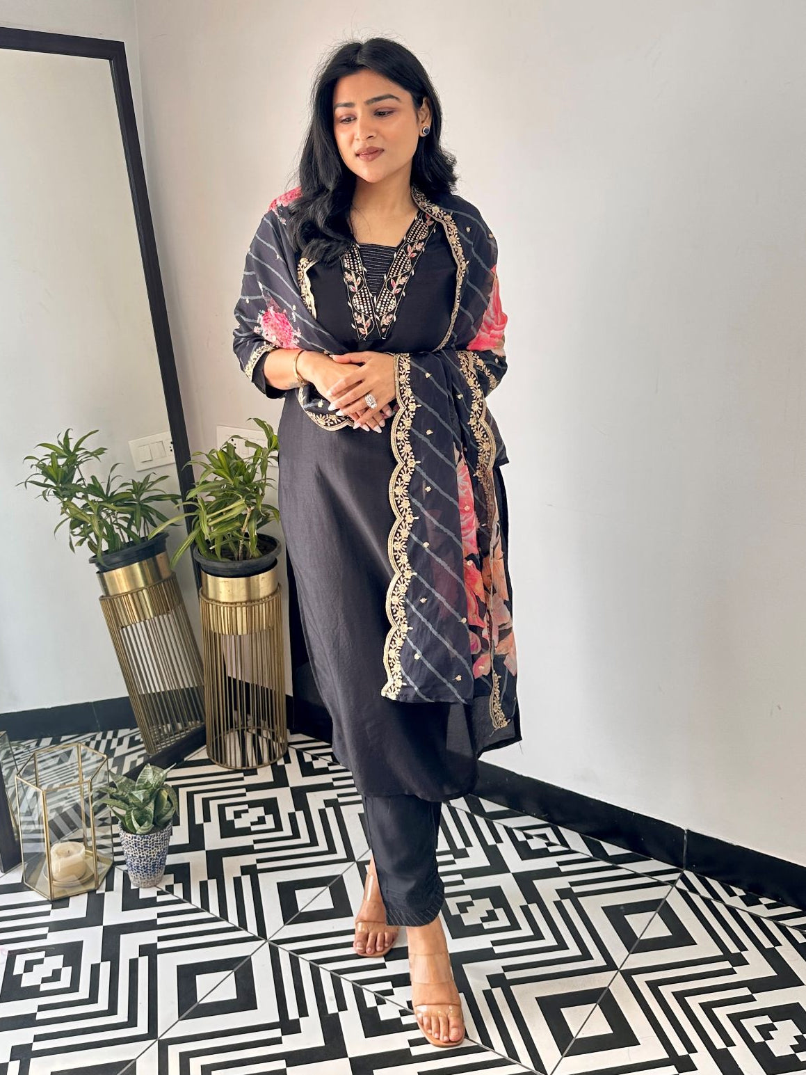Dhruvi 461 Viscose Embroidered Kurti Pant Dupatta Set