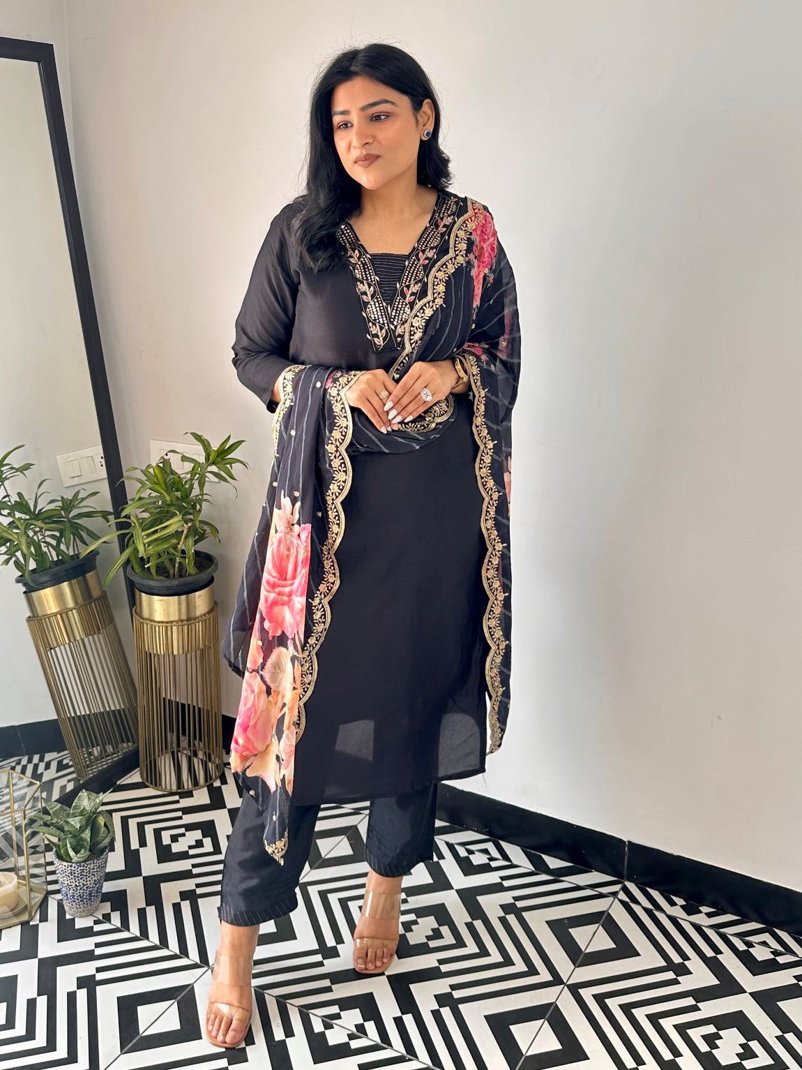 Dhruvi 461 Viscose Embroidered Kurti Pant Dupatta Set