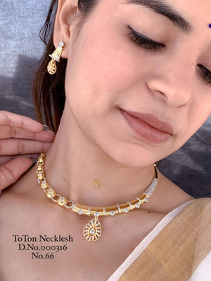 Ad Diamond Golden Necklace 11