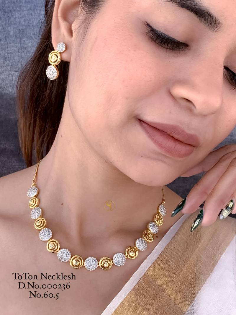 Ad Diamond Golden Necklace 11