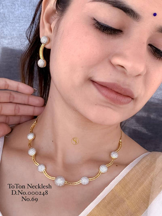 Ad Diamond Golden Necklace 11