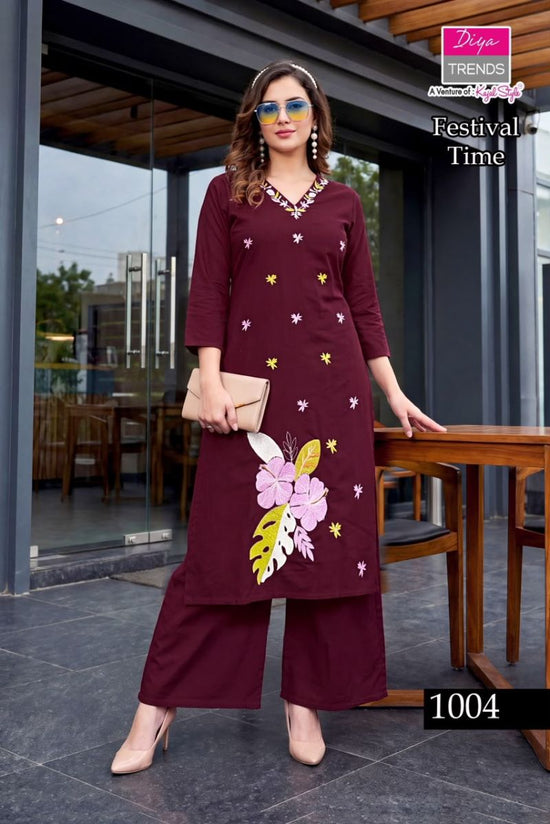 Diya Trends Festival Time Pure Cotton Kurti Pant Set