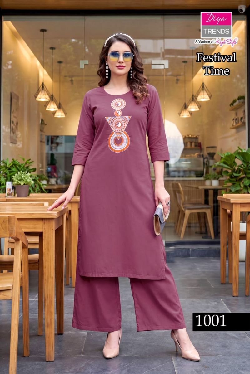 Diya Trends Festival Time Pure Cotton Kurti Pant Set