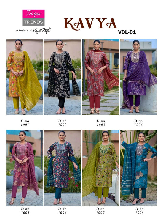 Diya Trends Kavya Vol 1 Vertican Embroidered Salwar Suit Set