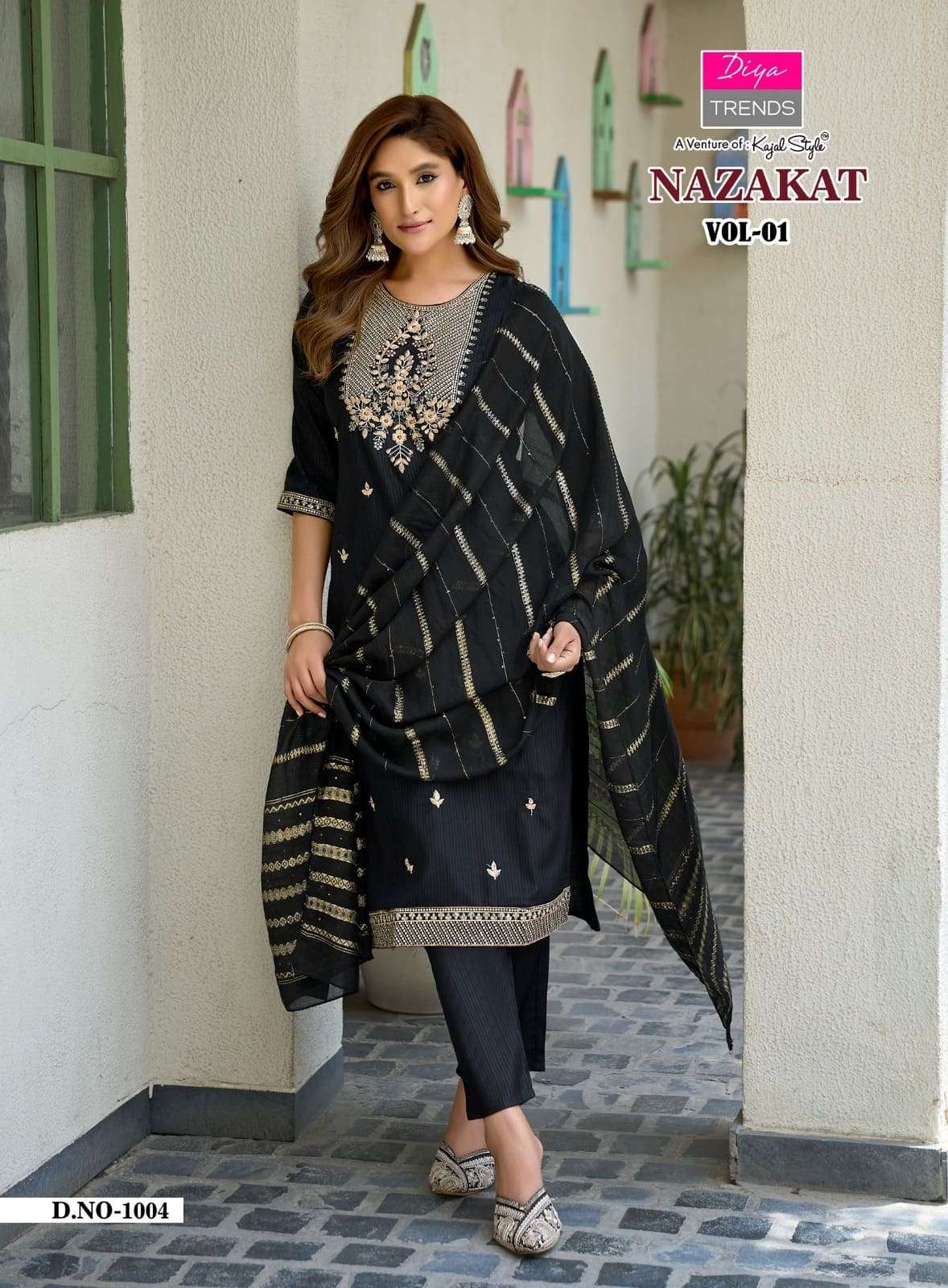 Diya Trends Nazakat Vol 1 Barlin Kurti Pant Dupatta Set - Amrah Wholesale