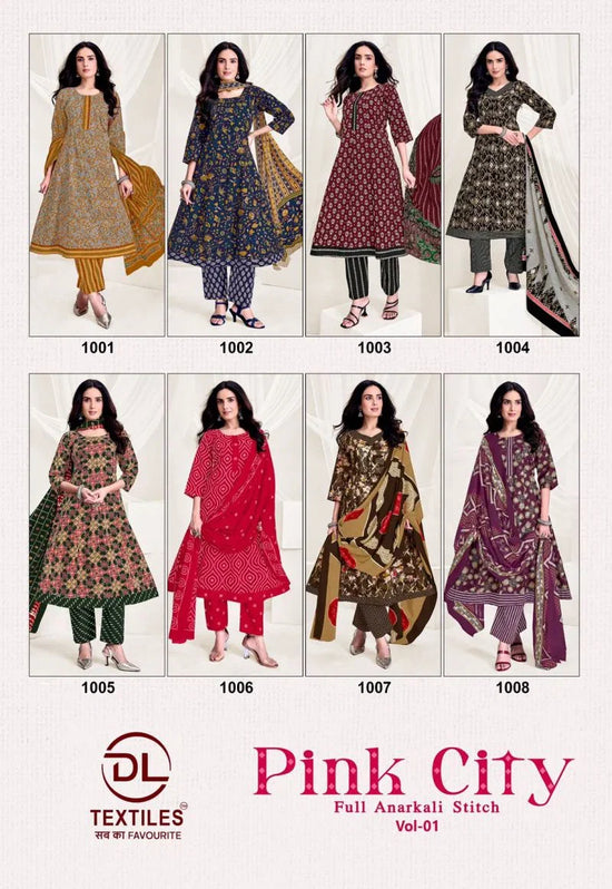 Dl Pink City Vol 1 Readymade Cotton Printed Anarkali Suit Set