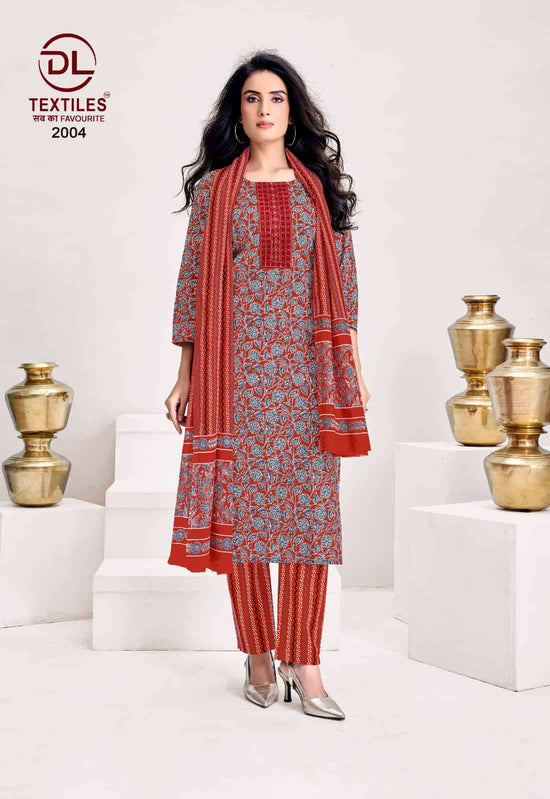 DL Textiles Kacchi Ajrakh Vol 2 Cotton Kurti Pant Dupatta Set - Amrah Wholesale