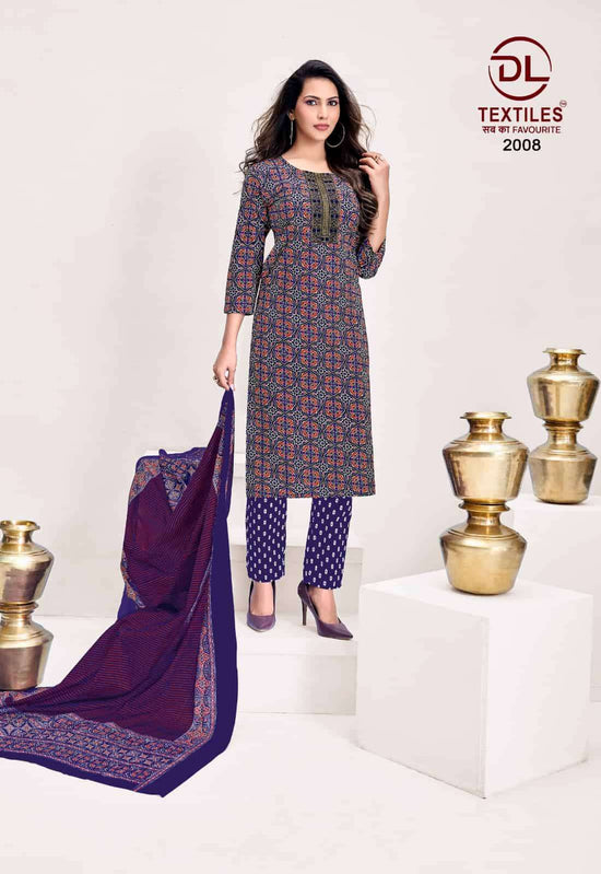 DL Textiles Kacchi Ajrakh Vol 2 Cotton Kurti Pant Dupatta Set - Amrah Wholesale
