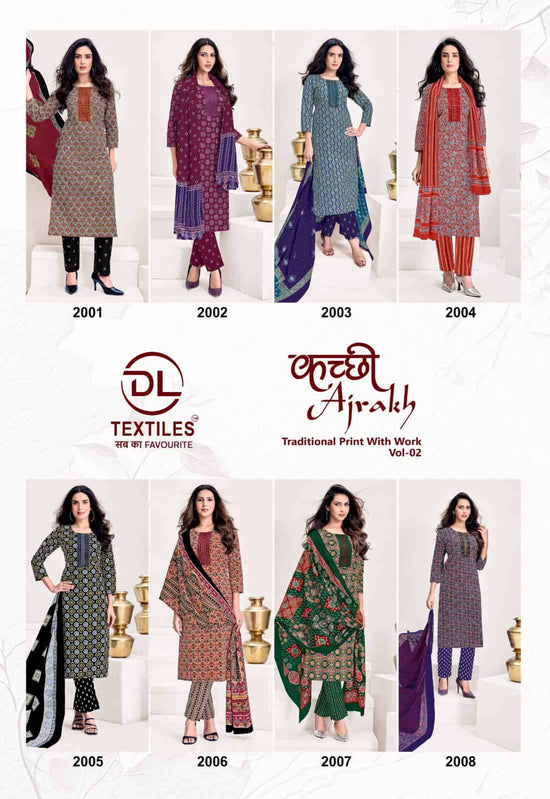 DL Textiles Kacchi Ajrakh Vol 2 Cotton Kurti Pant Dupatta Set - Amrah Wholesale