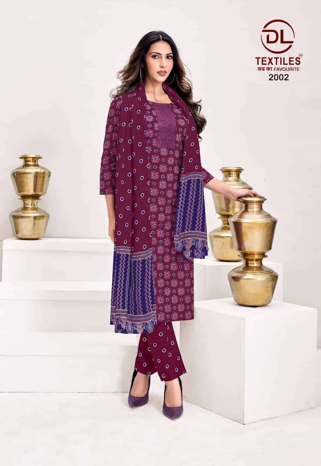 DL Textiles Kacchi Ajrakh Vol 2 Cotton Kurti Pant Dupatta Set - Amrah Wholesale