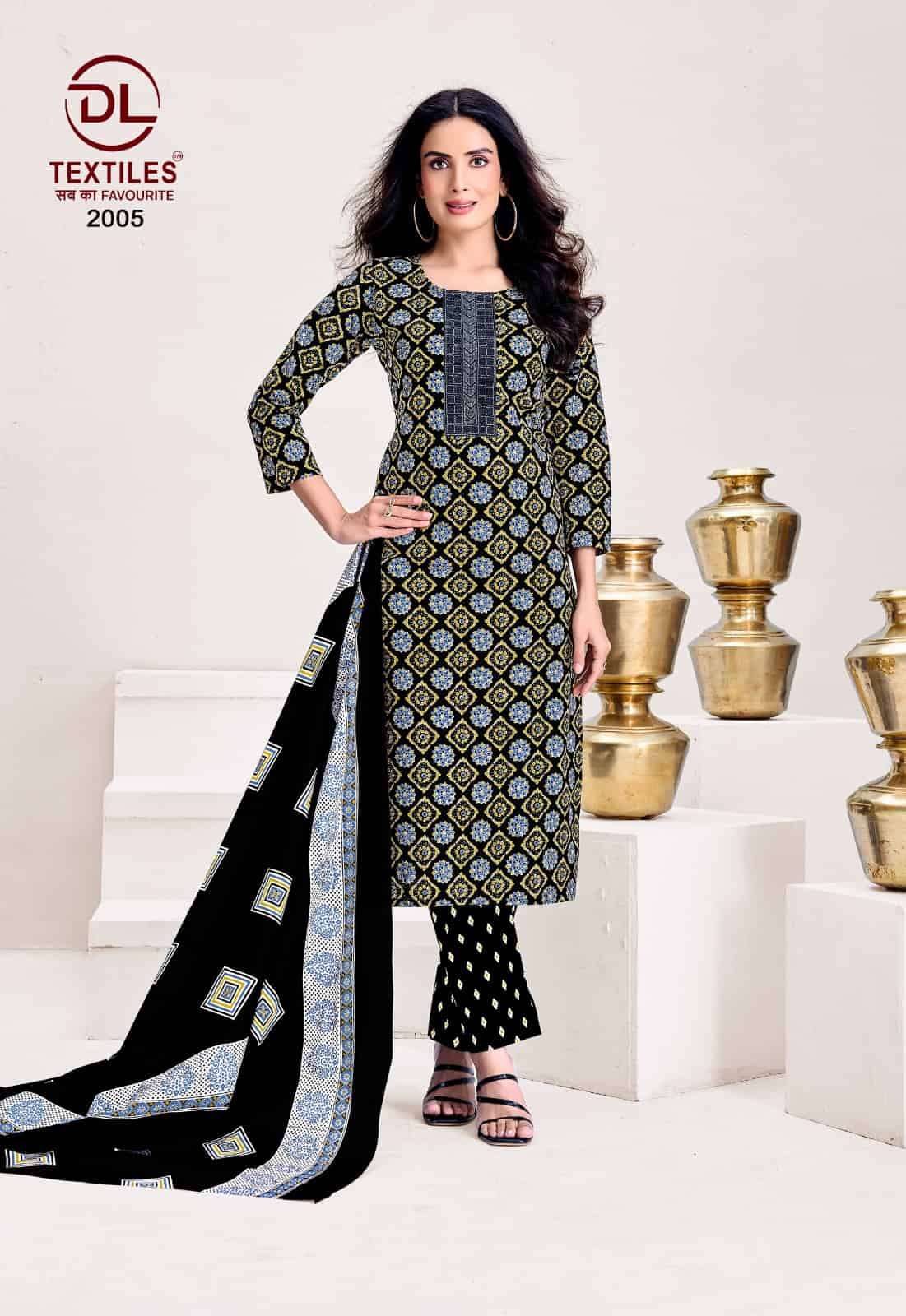 DL Textiles Kacchi Ajrakh Vol 2 Cotton Kurti Pant Dupatta Set - Amrah Wholesale