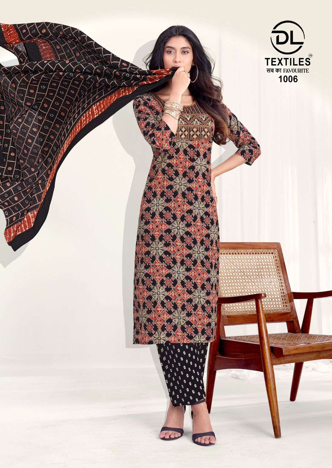 DL Textiles Royal Ajrakh Vol 1 Cotton Kurti Pant Dupatta Set - Amrah Wholesale