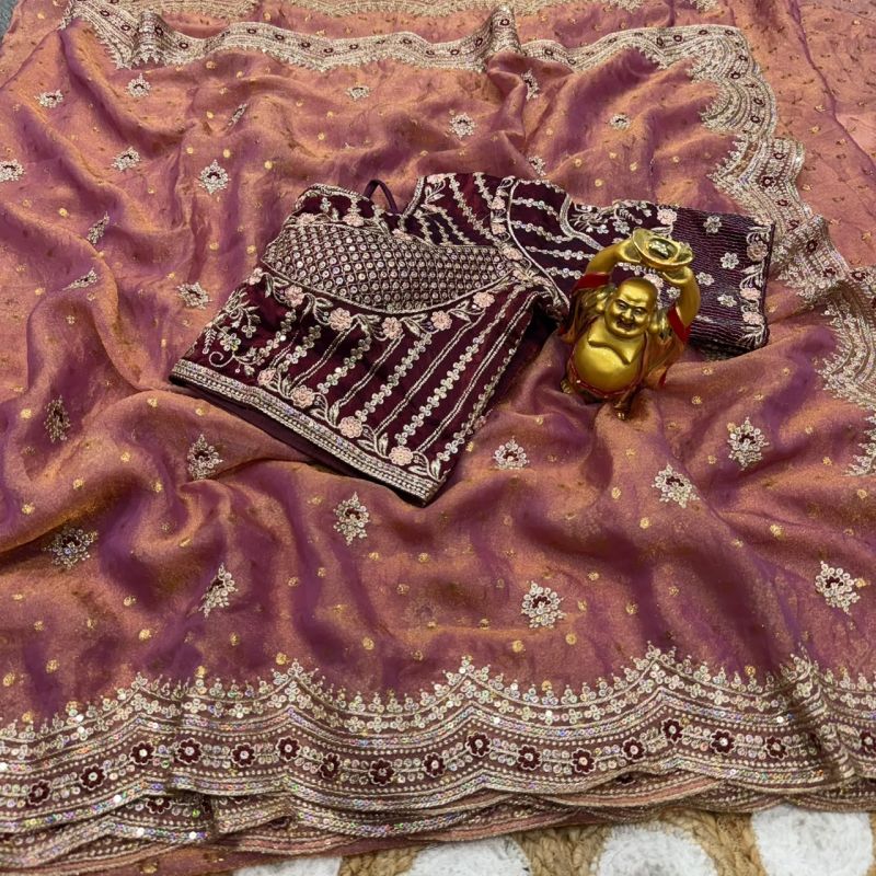Ds 821 NC Moss Sequence Thread Work Designer Sarees - Amrah Wholesale