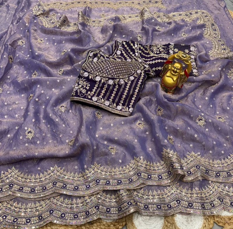 Ds 821 NC Moss Sequence Thread Work Designer Sarees - Amrah Wholesale