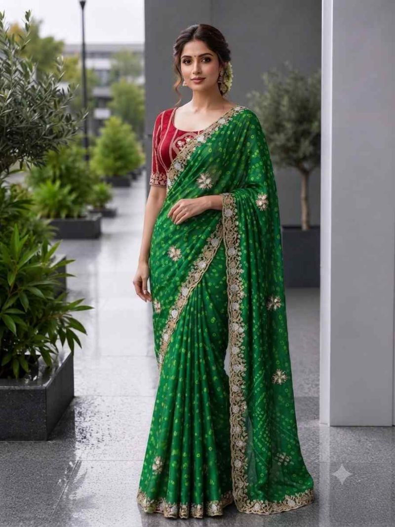 DS 822 Fendy Satin Beads Work Saree