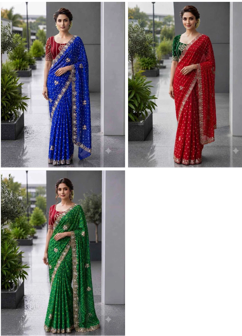 DS 822 Fendy Satin Beads Work Saree