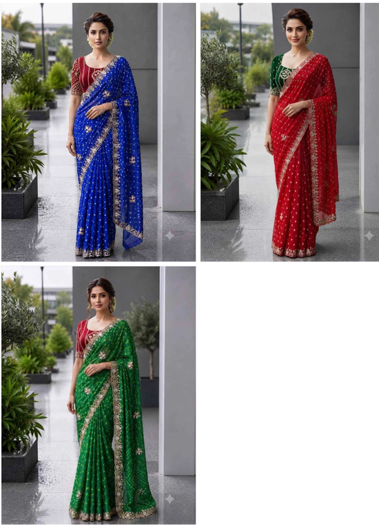DS 822 Fendy Satin Beads Work Saree