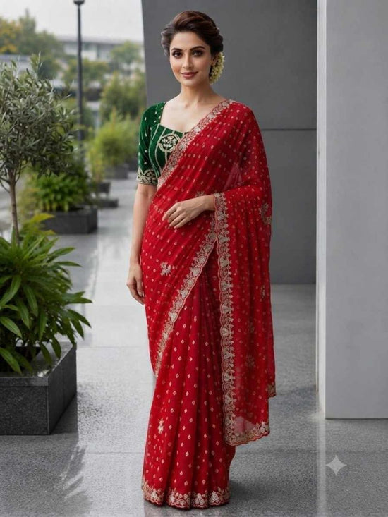 DS 822 Fendy Satin Beads Work Saree