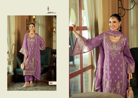 Eba Lifestyle Aroma Soft Organza Embroidered Kurti Pant Dupatta Set