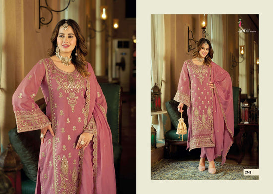 Eba Lifestyle Aroma Soft Organza Embroidered Kurti Pant Dupatta Set