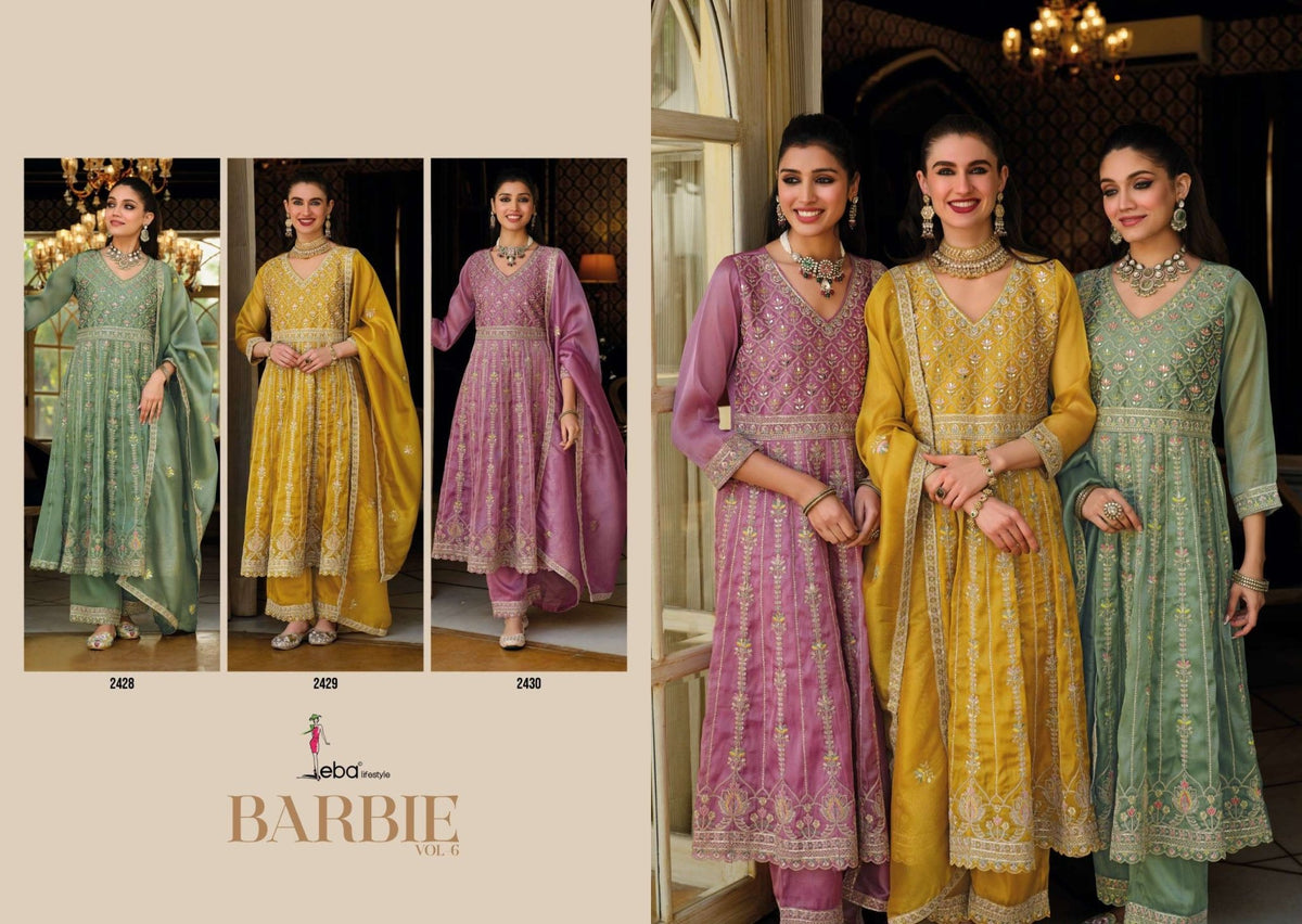 Eba Lifestyle Barbie Vol 6 Simer Embroidered 3 Piece Suit - Amrah Wholesale