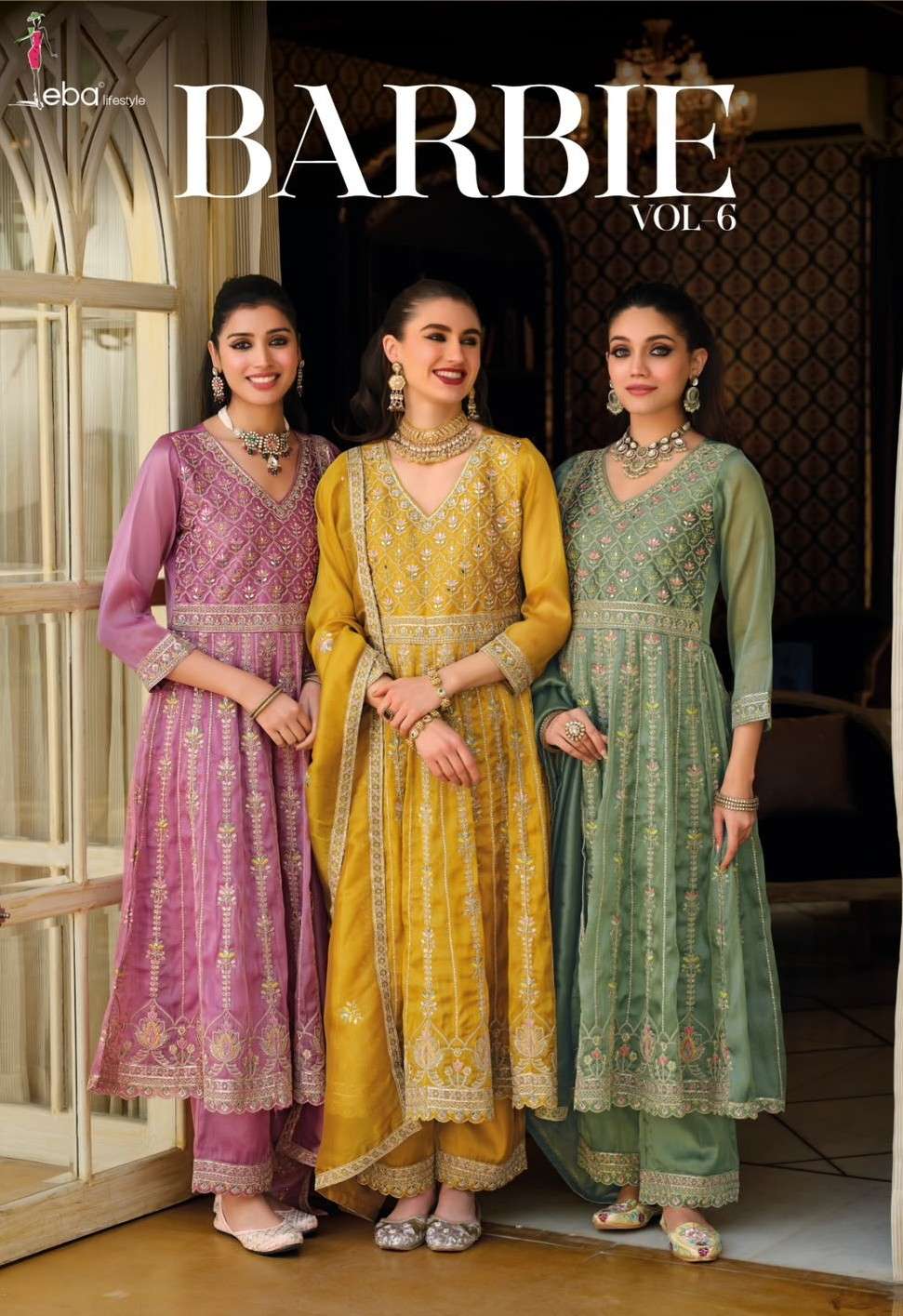 Eba Lifestyle Barbie Vol 6 Simer Embroidered 3 Piece Suit - Amrah Wholesale