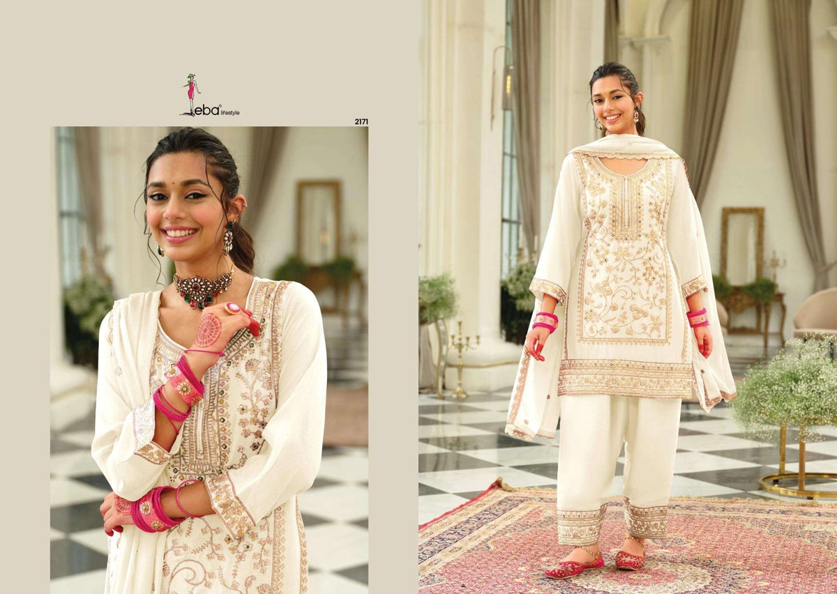 EBA Lifestyle Farshi Chinon Embroidery Pakistani Suits - Amrah Wholesale