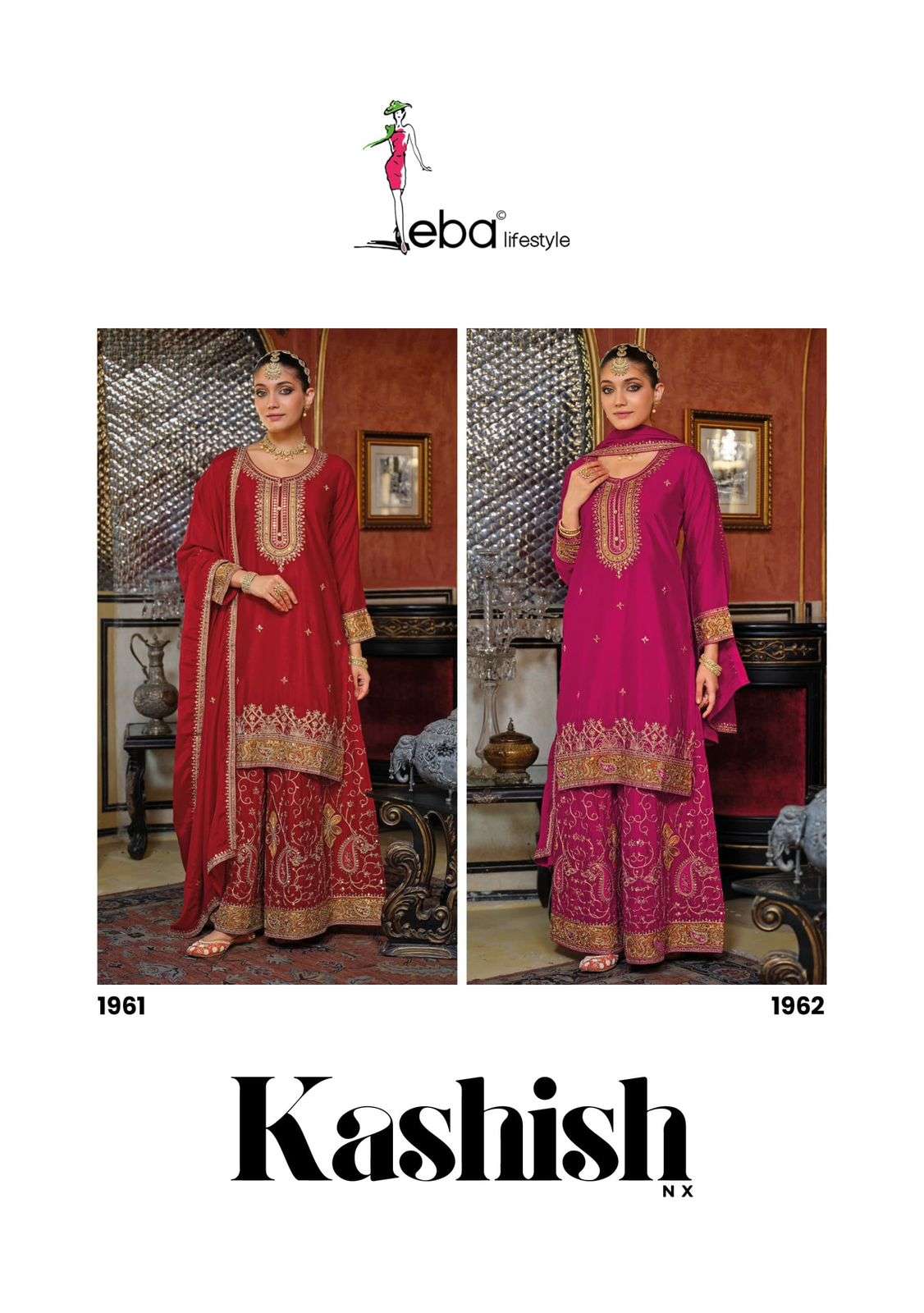 EBA Lifestyle Kashish Pure Chinon Embroidery Pakistani Dresses - Amrah Wholesale