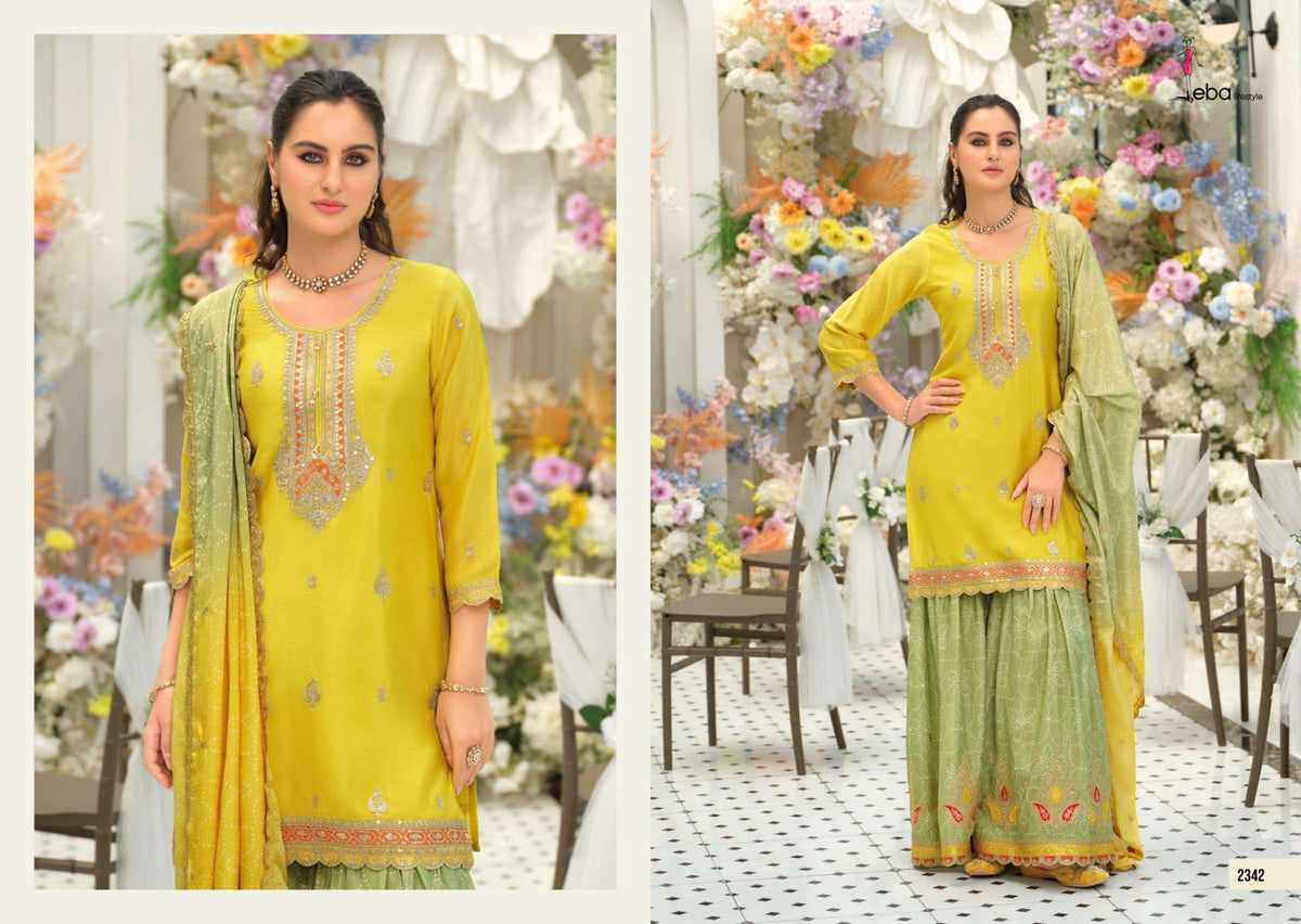 EBA LIFESTYLE KHUSHI Chinon Embroidered Pakistani Suit Set - Amrah Wholesale