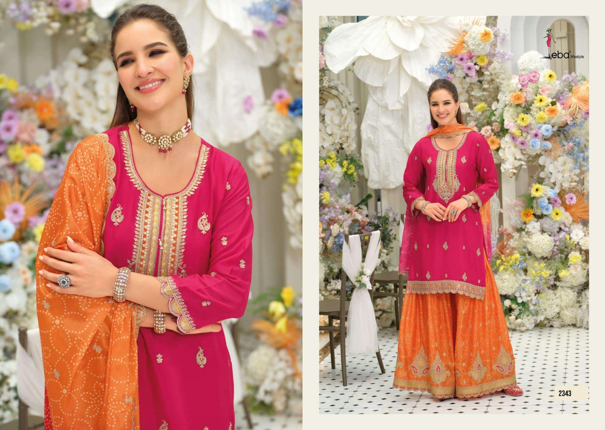 EBA LIFESTYLE KHUSHI Chinon Embroidered Pakistani Suit Set - Amrah Wholesale