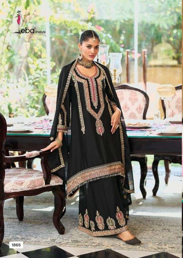 EBA Lifestyle Motifs Chinon Embroidery Stitched Pakistani Dresses - Amrah Wholesale